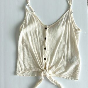 H&M Cream Tie Front Tank Top Sz S
